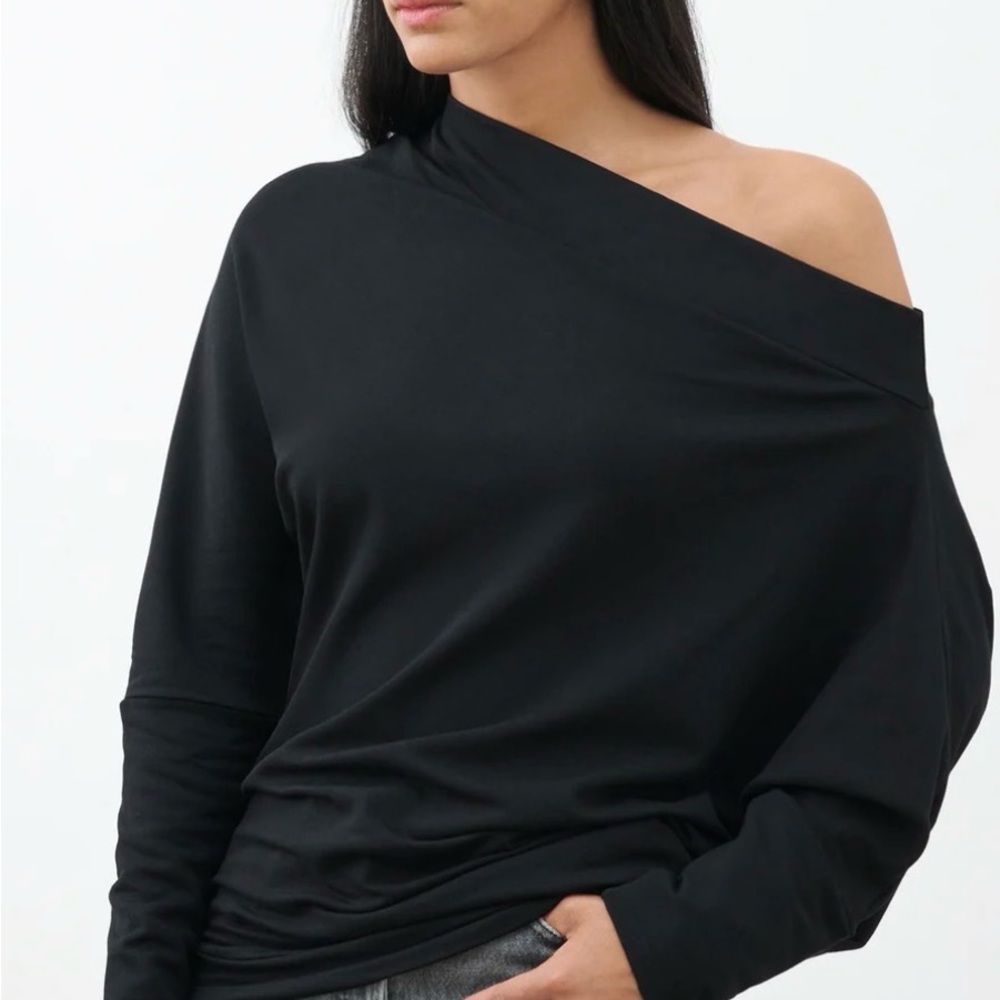Marcella Black Top with Clean Neckline
